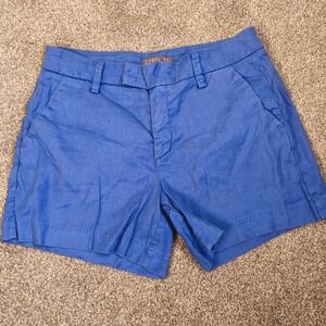 Level 99 Linen Blend Shorts Womens 28 Blue Casual Summer